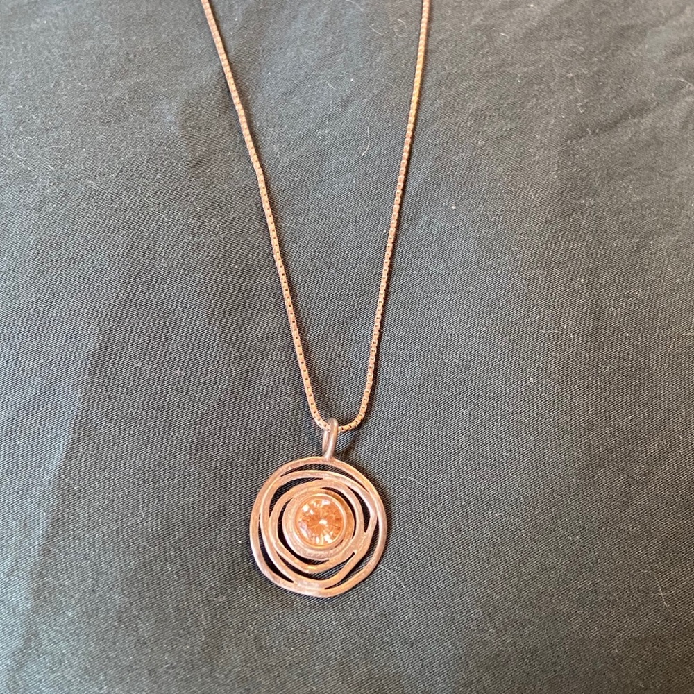 Magnolia Silver Necklace with Orange Pendant